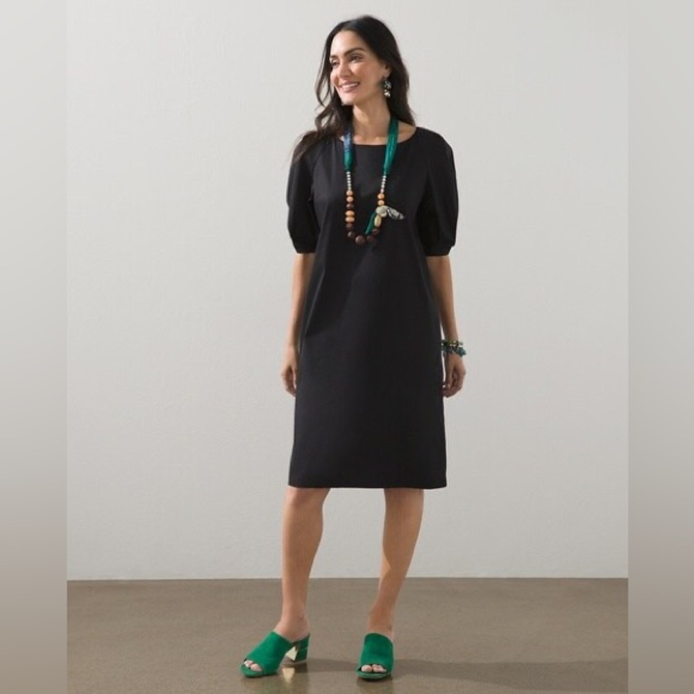 Chicos Pleated Volume Sleeve Sold Short Dress